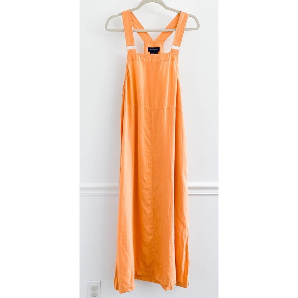 Vintage Boston Proper Linen Orange Overall Midi Dress